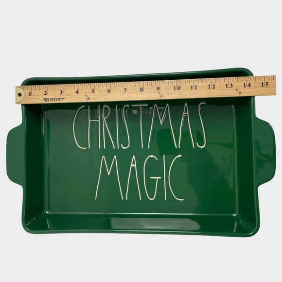 Rae Dunn CHRISTMAS MAGIC Green Rectangle 14 x 10 Baking Dish - Picture 6 of 6
